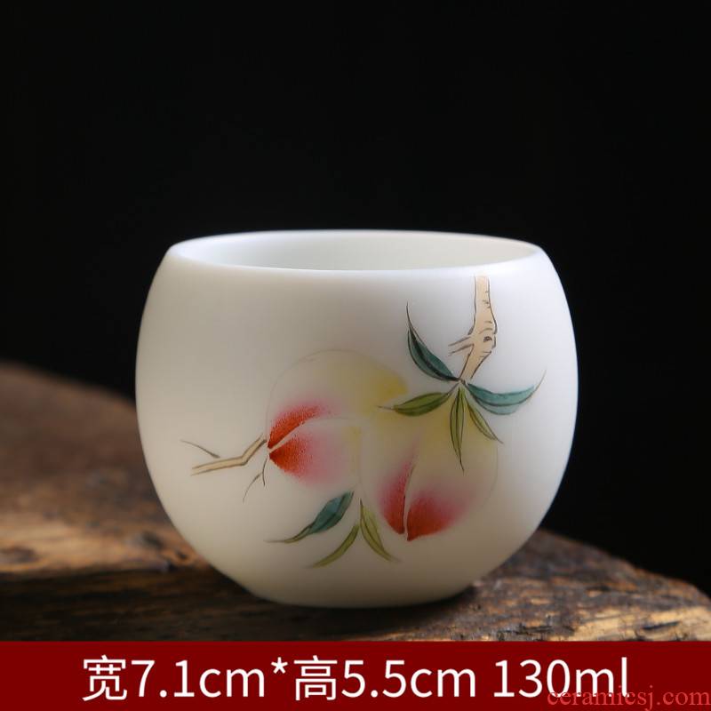 Dehua hand - made white porcelain ceramic cups kung fu tea master cup single cup large thin foetus pu - erh tea tea sample tea cup