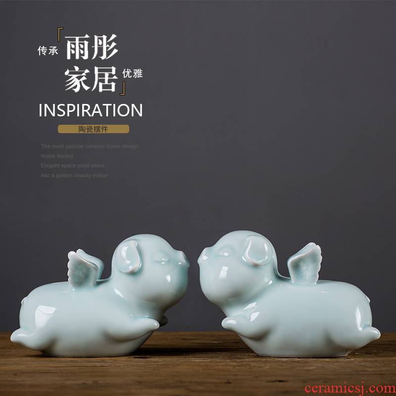 Jingdezhen ceramic angel pig furnishing articles piggy bank receiver manual lovers wedding holiday gifts creative gift