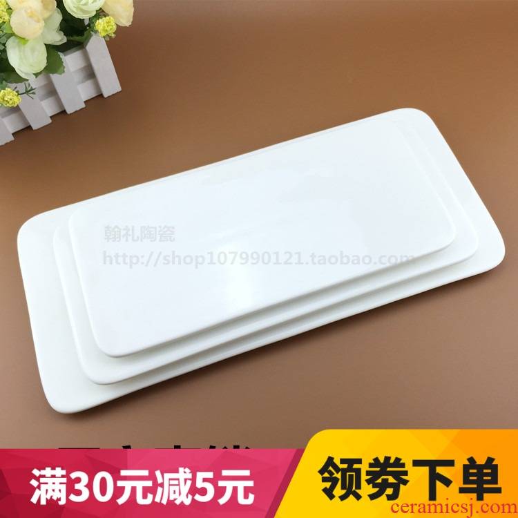 View the best package mail pure white ceramic plate western food steak pan west dessert mousse cake tray was a rectangle