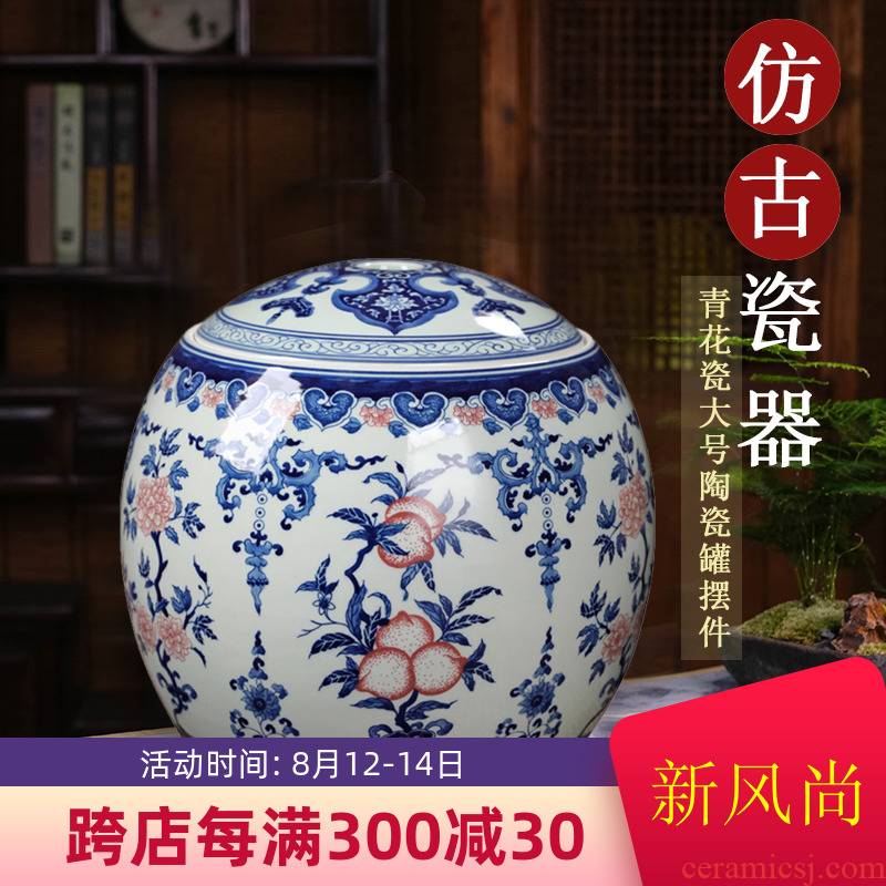 Restoring ancient ways of jingdezhen blue and white porcelain jar antique pottery vessels furnishing articles storage tank with cover home sitting room adornment