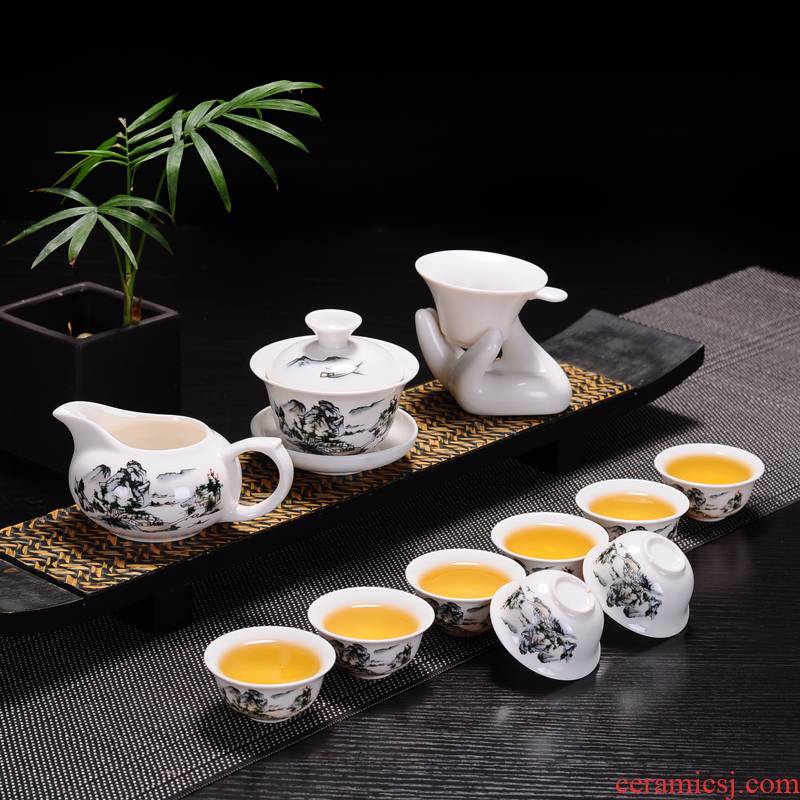 Ceramic tea set with only three of a complete set of tureen fair keller cup) contracted household kung fu tea set on sale