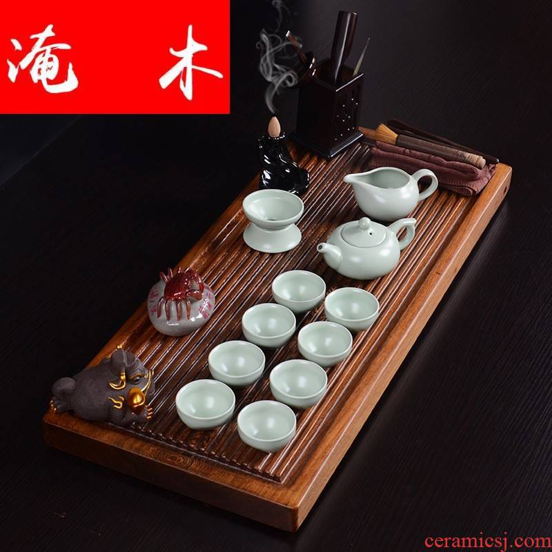 Submerged wood real wood chicken wings wood tea tray was flowing ceramic kung fu tea set four unity of electrical appliances