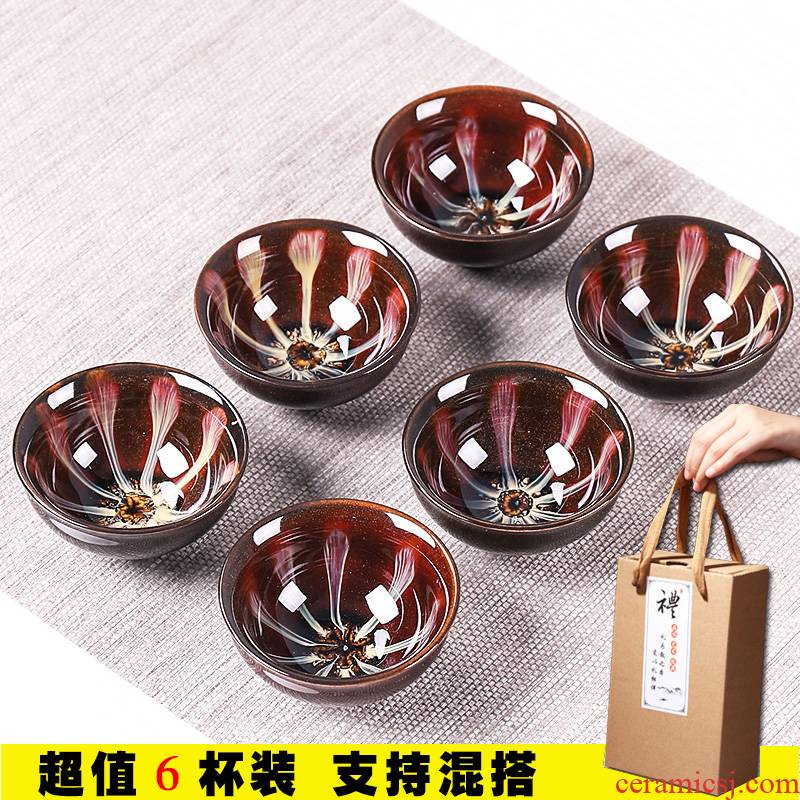 Variable tea sets kung fu tea cups small household 6 cups with ceramic sample tea cup only master cup single cup lamp