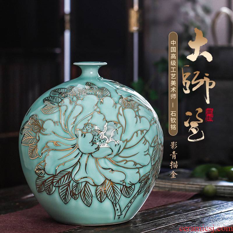 The Master of jingdezhen ceramics vase hand - made blue glaze paint the living room of Chinese style household adornment place adorn article