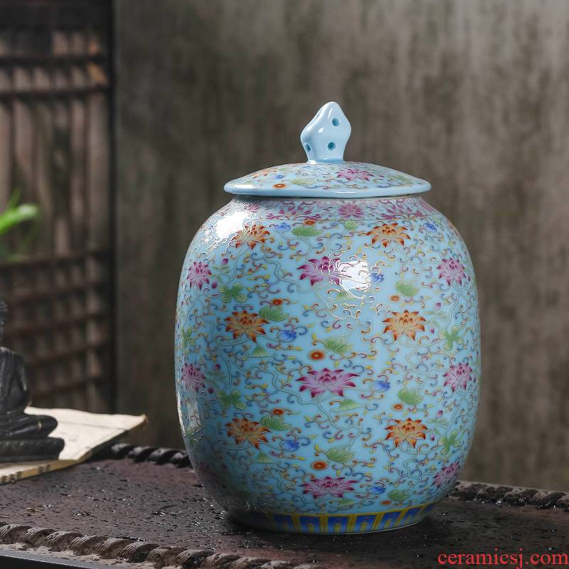 Retro 1 catty caddy fixings ceramic a large seal pot moistureproof household pu - erh tea POTS with tea container