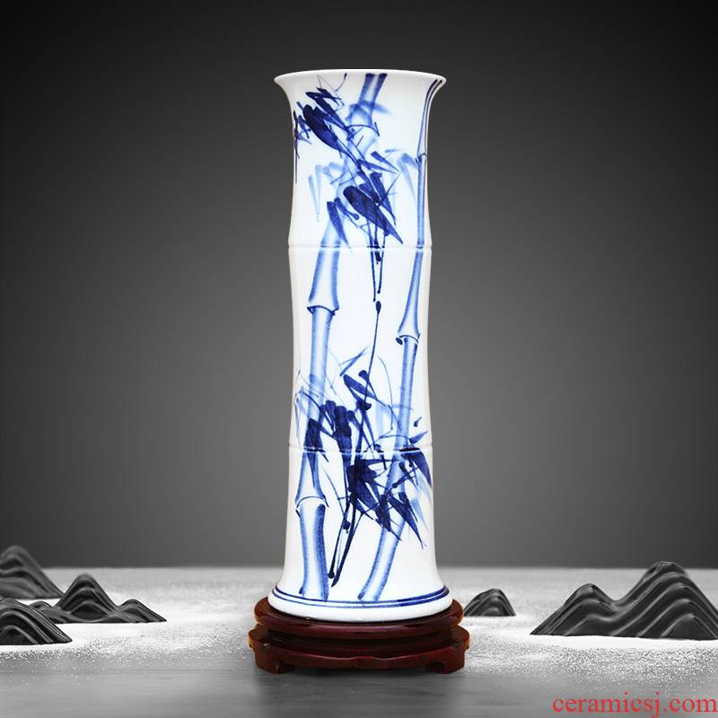Jingdezhen ceramic vase hand - made large ground bamboo lucky bamboo flower place indoor sitting room adornment