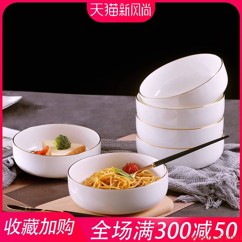 Creative household manual gold 】 【 up phnom penh dish deepen dish plate north European ceramic circular soup plate suit