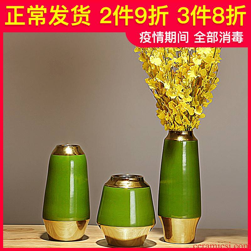 Jane 's light key-2 luxury modern new Chinese style living room TV cabinet ceramic vase household adornment simulation flower art flower arranging furnishing articles