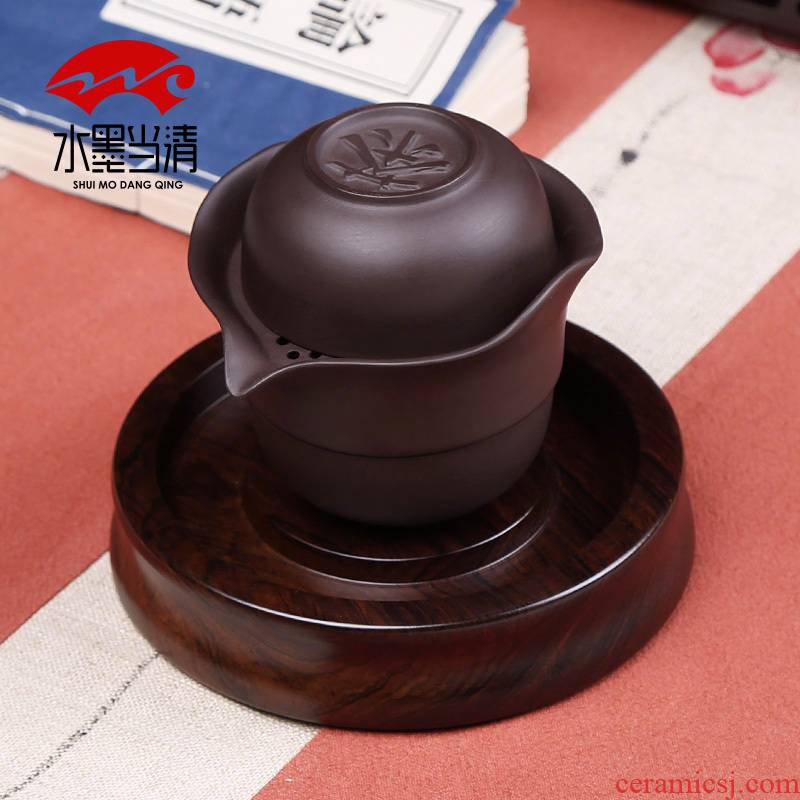 Portable travel violet arenaceous a pot of 2 cup car crack cup kung fu tea set suit individual cup teapot and contracted