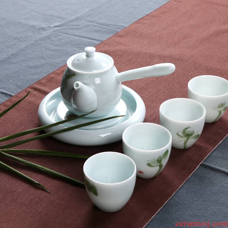 A pot of kung fu tea set four cups of four people A small set of ceramic teapot teacup Japanese home office gift boxes