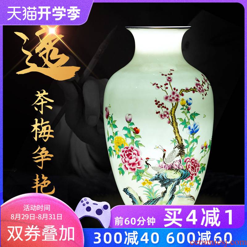 Jingdezhen ceramics powder enamel thin foetus vase Chinese style household furnishing articles sitting room TV ark adornment porcelain arranging flowers