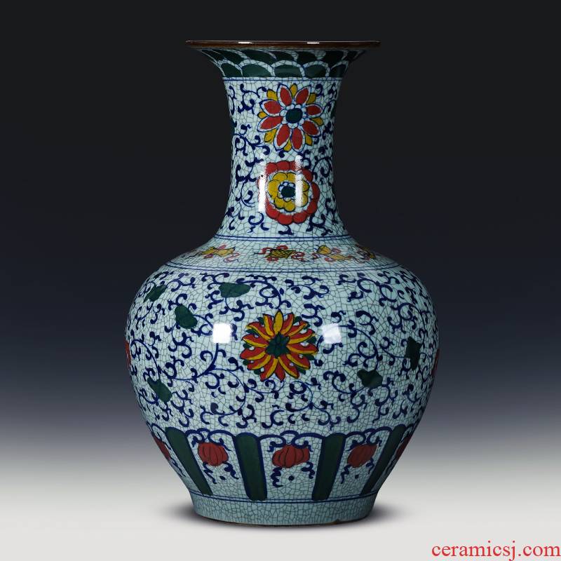Jingdezhen ceramics large antique hand - made of blue and white porcelain vase furnishing articles of Chinese style living room floor decoration decoration