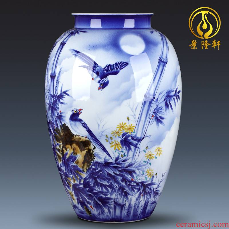 The Master of jingdezhen chinaware big vase hand - made bamboo report peaceful place gifts club villa hotel