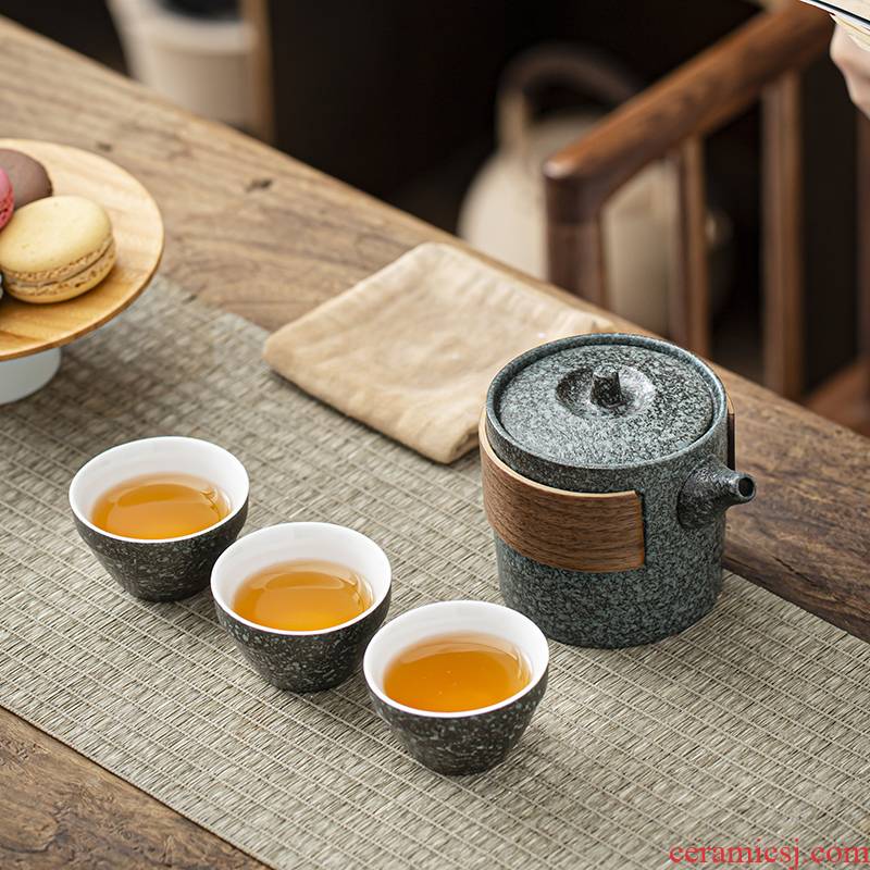 RenXin custom ceramic crack a pot of three kung fu tea set portable is suing travel tea set suits for you