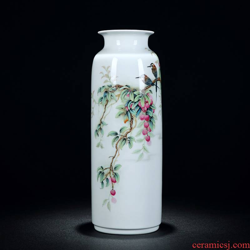 Jingdezhen vase hand - made painting of flowers and pastel colored enamel vase fortune is big