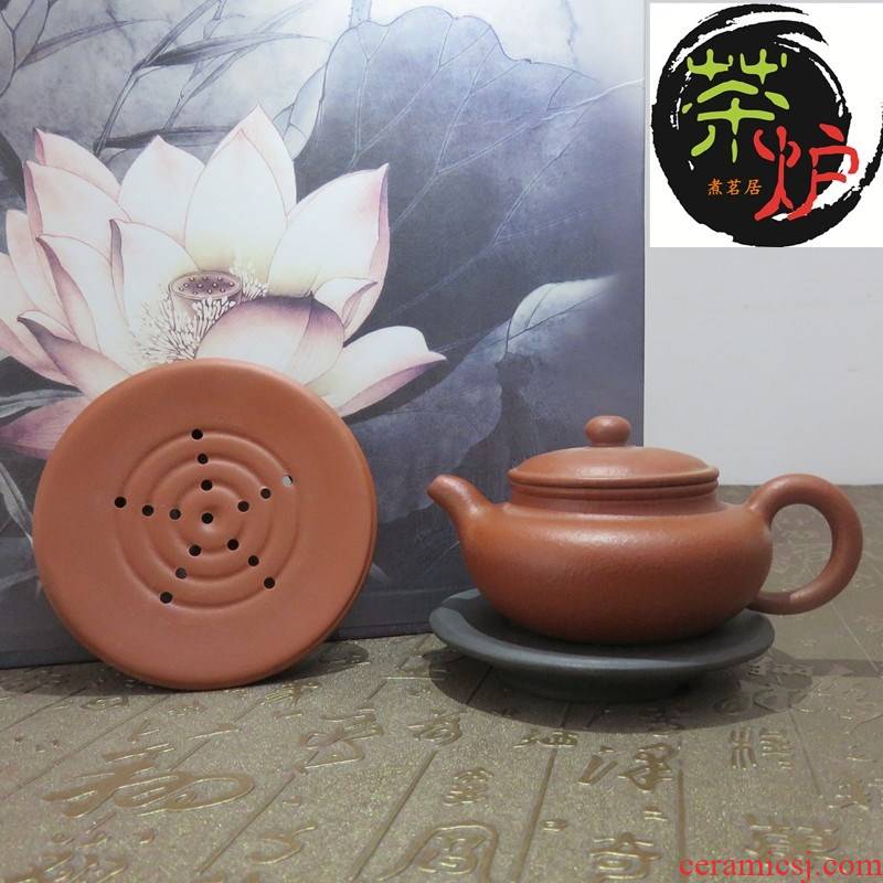 Ceramic teapot cup mat chaozhou zhu mud purple black 9 cm round pot it Joe base bearing dry mercifully hole