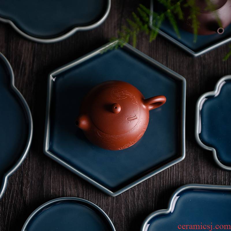 Ceramic story ji blue pot bearing are it zen dry terms tray of water small tea table kung fu tea tea accessories