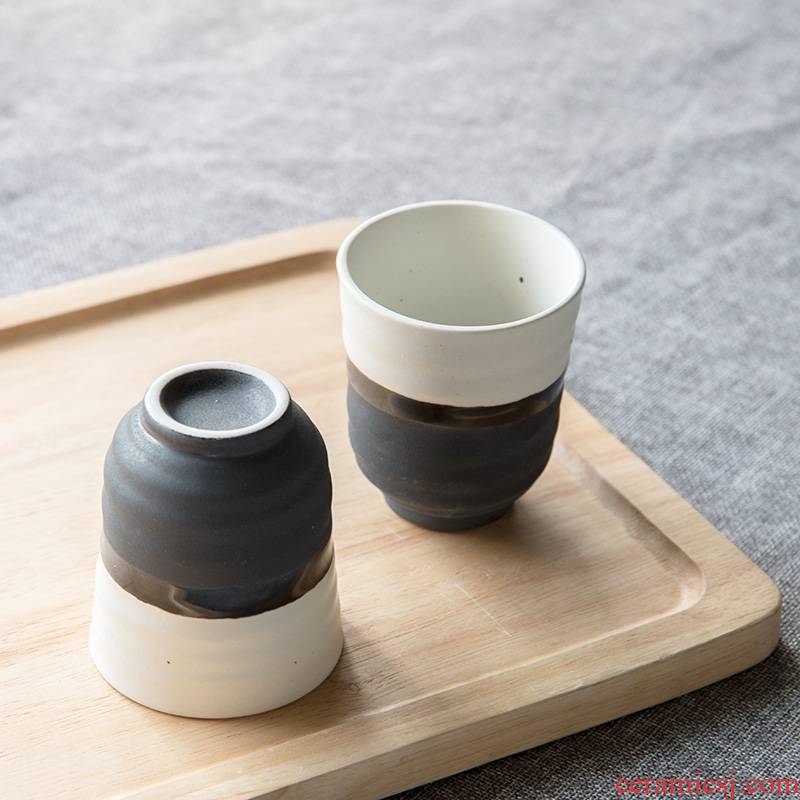 Qiao mu Japanese coarse pottery teacup creative holding a cup of tea cups domestic household water glass cups milk cup cup