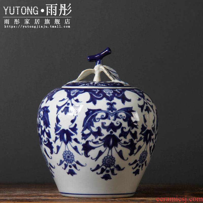Blue and white porcelain ceramic furnishing articles ceramic pot household act the role ofing is tasted the kitchen storage tank snack jars household act the role ofing is tasted furnishing articles