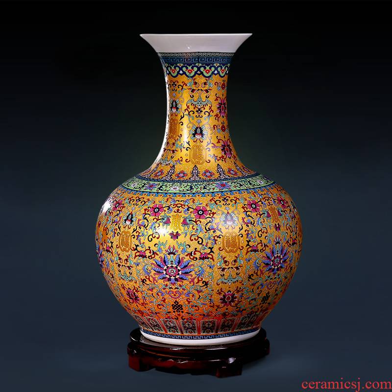 Archaize of jingdezhen ceramics colored enamel furnishing articles of large vase flower arranging Chinese style decoration large living room