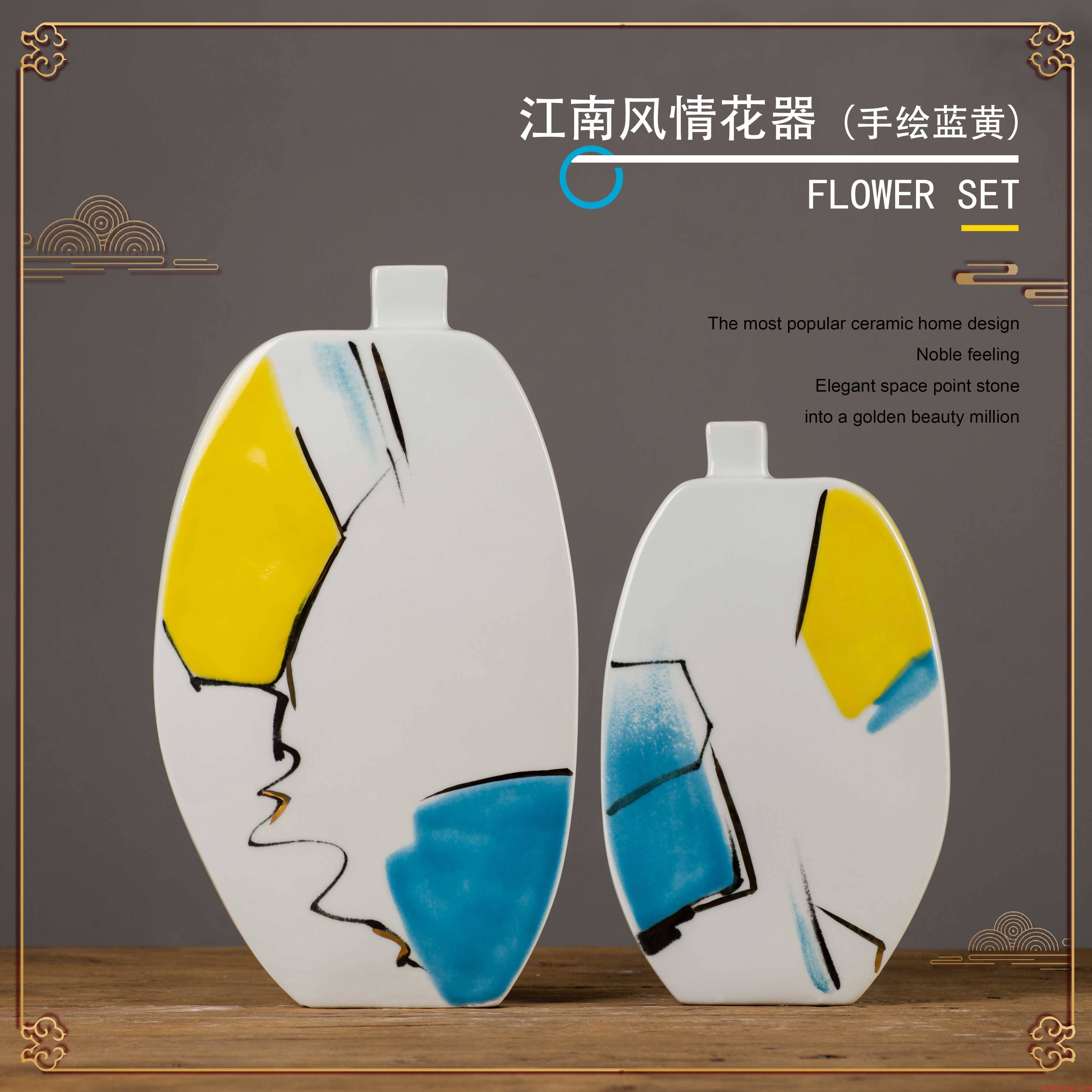 Creative furnishing articles sitting room ark, home decoration decoration jiangnan hand - made I and contracted wind craft ceramic flower receptacle