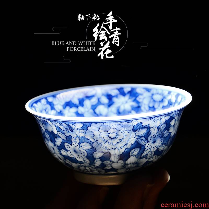 24 apparatus under glaze blue and white porcelain cups jingdezhen ceramic tea set sample tea cup kung fu master individual single CPU