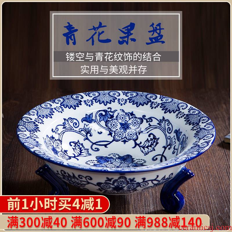 391 jingdezhen ceramics glaze under modern blue and white porcelain bowl fashion creative home fruit basket food trays