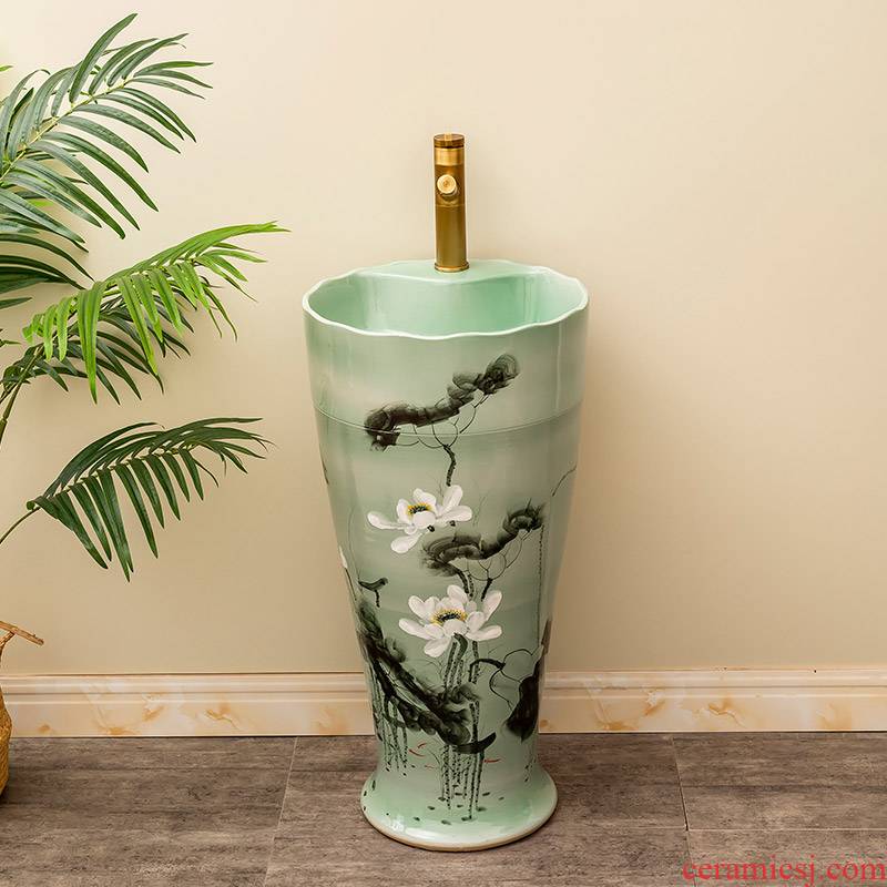 Is suing garden ceramics column basin of the balcony floor type lavatory household toilet lavabo lotus