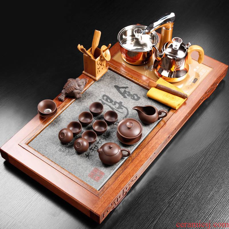 Hua limu tea tray tea set solid loading ceramic of a complete set of automatic tea tea tea cup contracted office