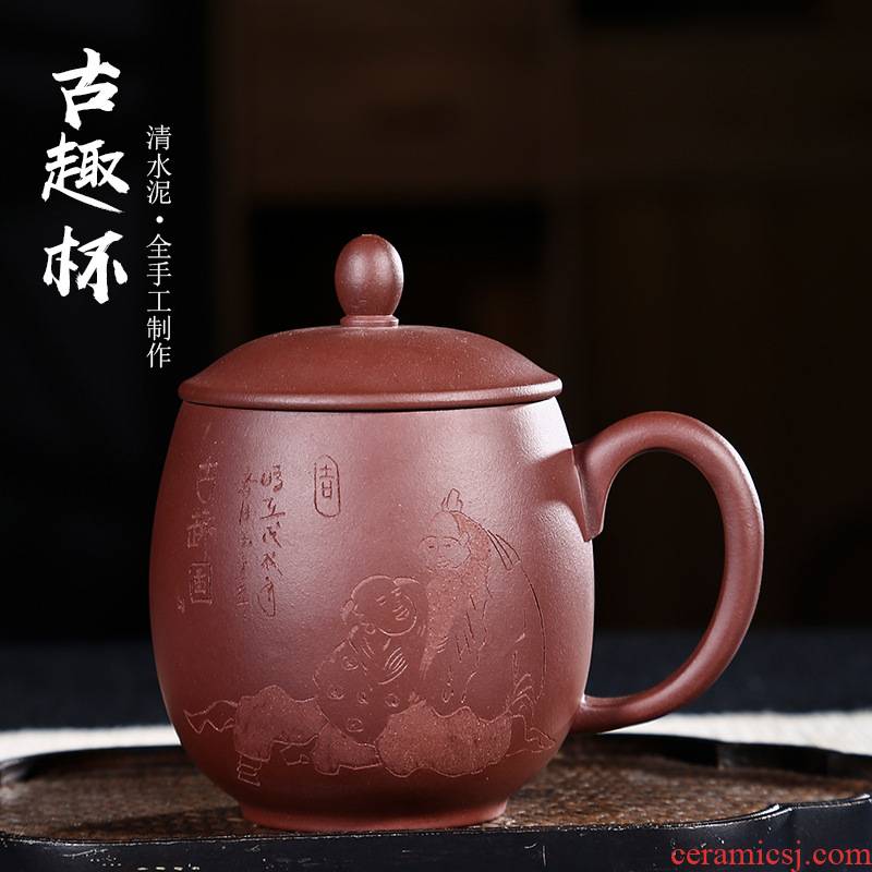 Tea seed yixing purple sand cup with cover cup Tea male high - capacity ms office cup all pure hand household