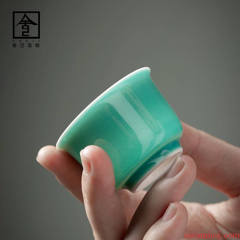 The Self - "appropriate content turquoise sample tea cup thin foetus jingdezhen ceramic cups kung fu tea set single cup small cups
