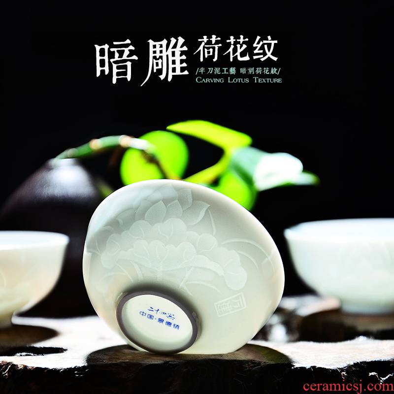 24 is carving knife clay kung fu master single glass ceramic cups sample tea cup white porcelain tea set small cups