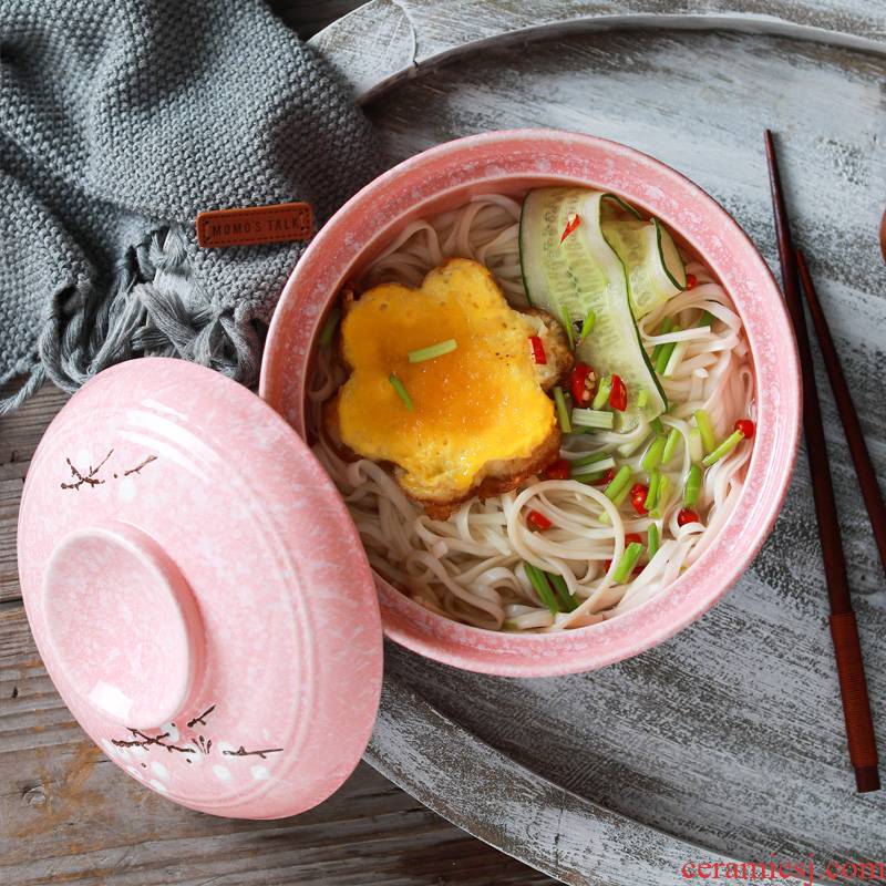 Jingdezhen ceramic bowl household use Japanese creative move eat rainbow such as bowl bowl with cover mercifully soup bowl large tableware