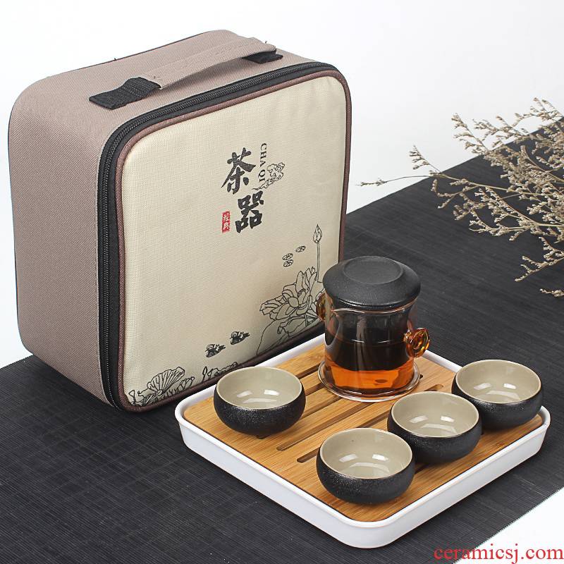 Zen new 4 people of black tea tea peng Chen bladder travel tea set suit portable kung fu of a complete set of pot