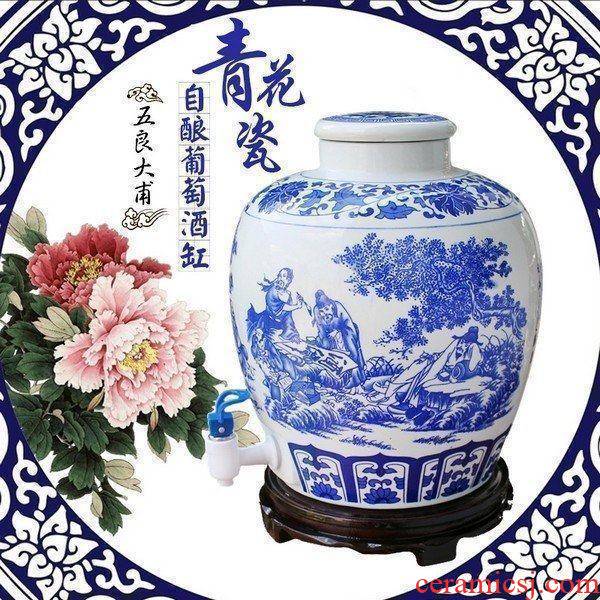 20 jins mercifully wine blue and white porcelain ceramic jars brewed wine it hip mercifully bottle wine jars with the dragon 's head