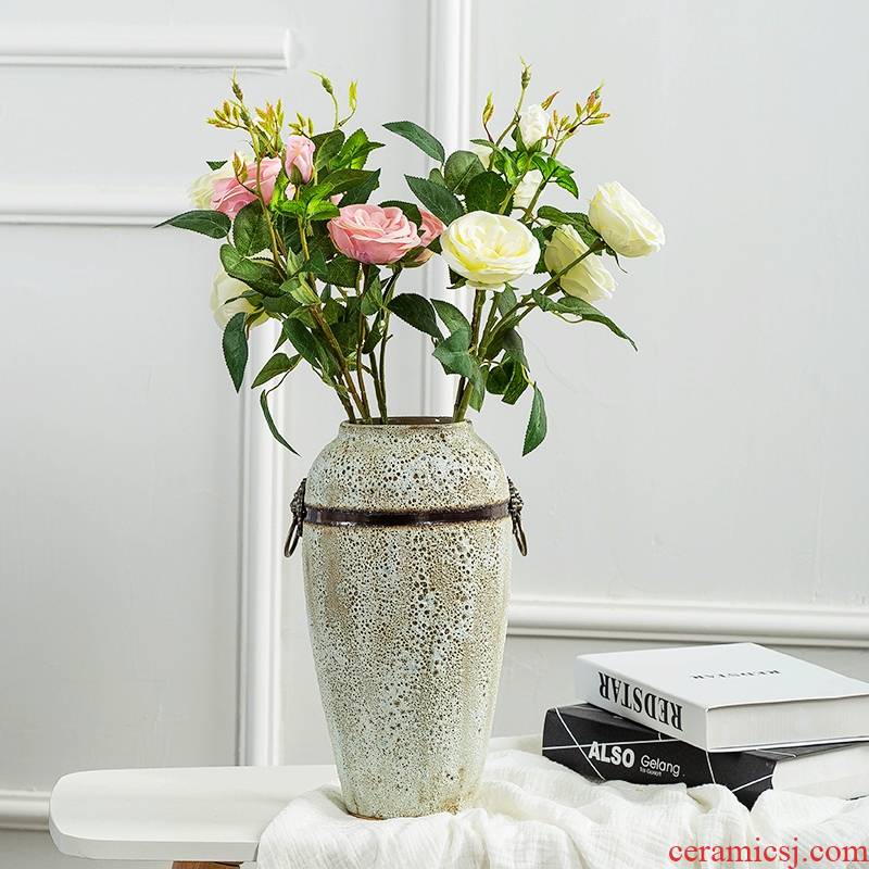 The Desktop retro ceramic vases, dried flowers, flower arrangement sitting room porch tea table wine of Chinese style household decorative furnishing articles