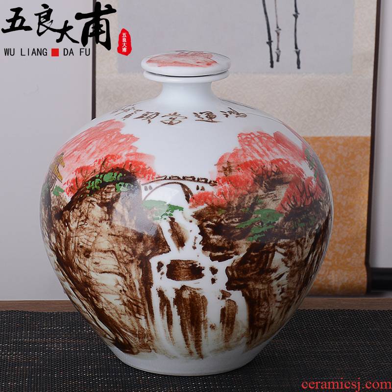An empty bottle of jingdezhen hand - made ceramic household 15 to 5 jins of 10 jins archaize seal wine liquor jar jar