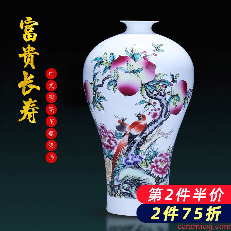 Jingdezhen porcelain ceramic famille rose put vase furnishing articles of modern home living room TV cabinet wine bottle ornament