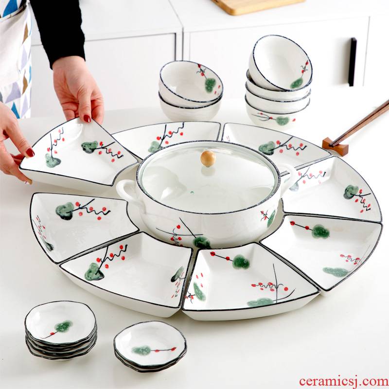 The dishes suit household ceramic dish dish dish creative move reunion party hot pot seafood platter tableware portfolio