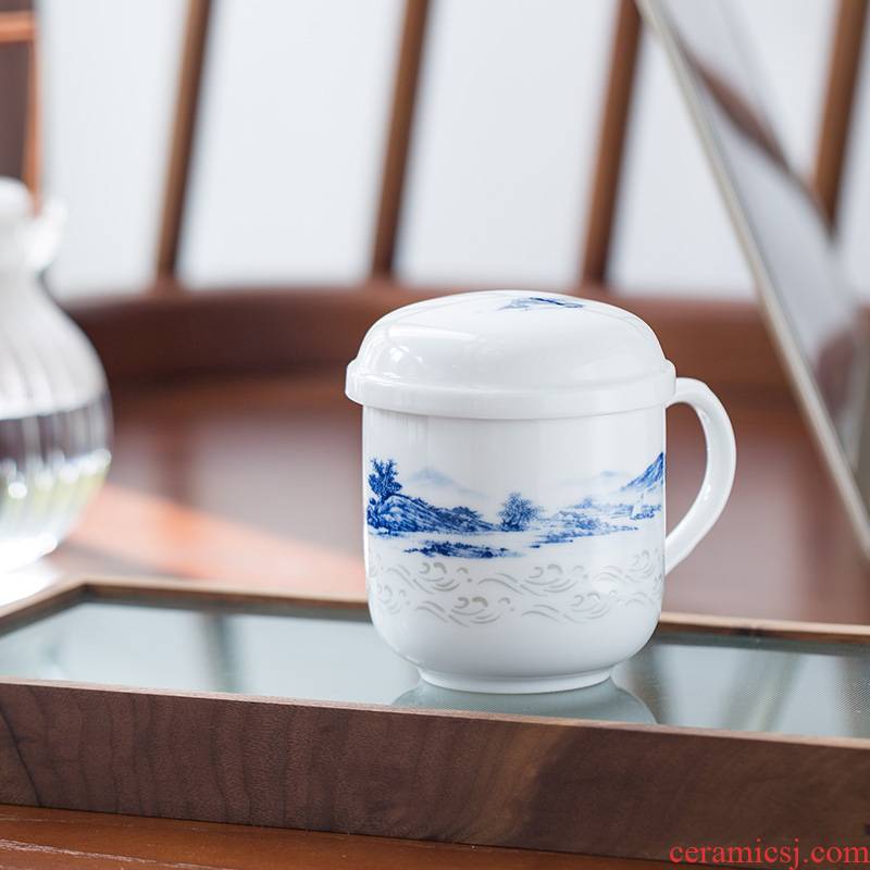 Jingdezhen BaiLingLong jade cup with cover belt filter tea cups separation ceramic single CPU xanadu