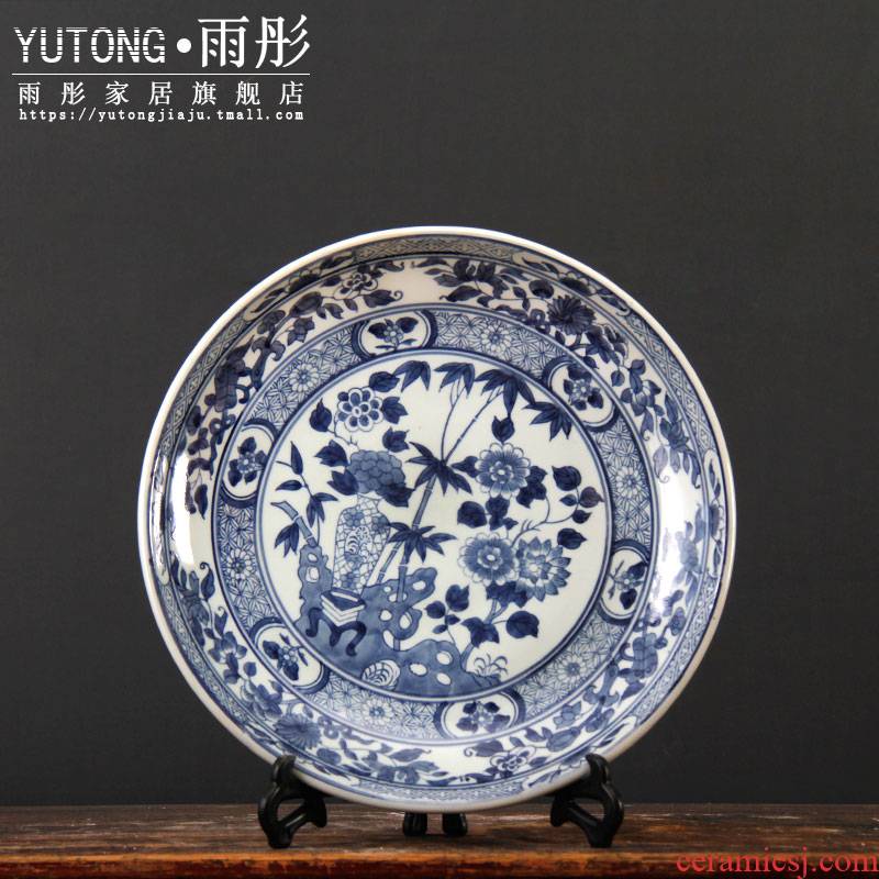 Chinese style household ceramics decoration plate hang dish modern household adornment handicraft furnishing articles furnishing articles of jingdezhen ceramics