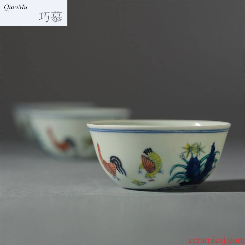 Qiao mu 280 da Ming chenghua chicken color bucket cylinder cup jingdezhen hand - made manual archaize ceramic tea cups