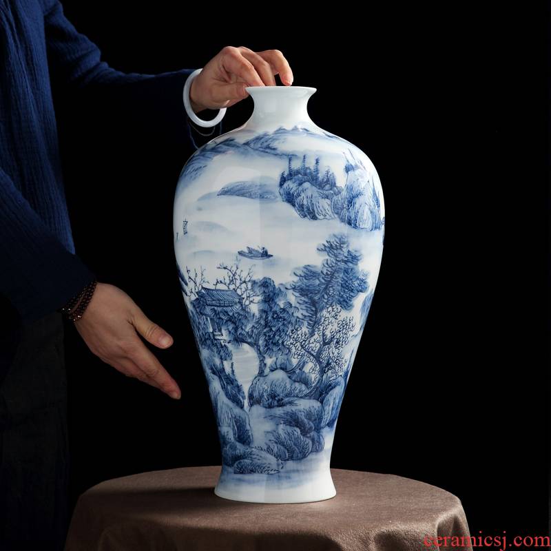 Jingdezhen porcelain vase painting shan spring bottle sitting room of Chinese style painting porcelain vase