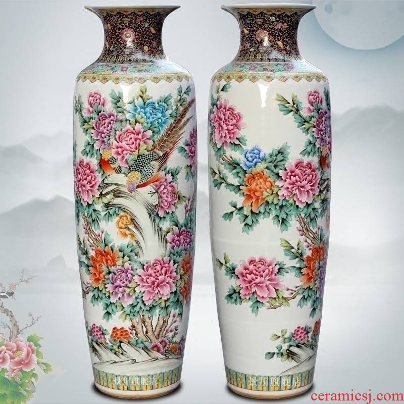 Jingdezhen ceramics powder enamel notes hall riches and honour of large vase home sitting room study office furnishing articles act the role ofing is tasted
