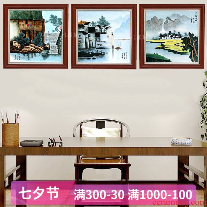 Hand - made jiangnan xiuse ceramic painting jingdezhen porcelain plate painting the living room a study sofa setting wall adornment that hang a picture