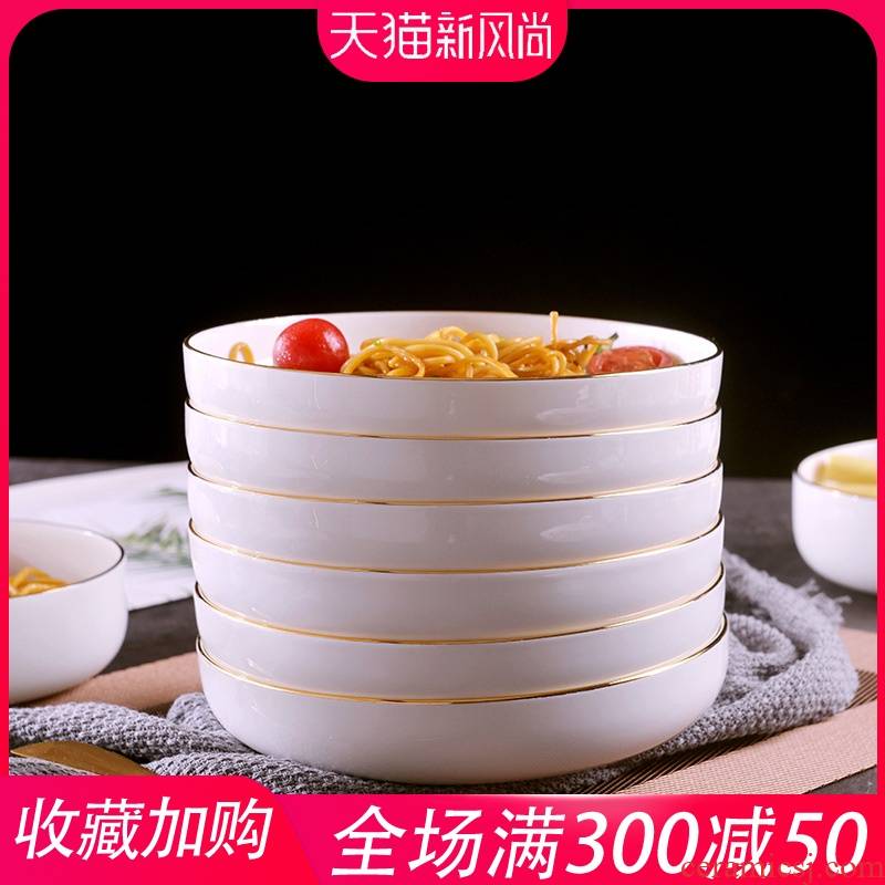 European - style checking gold 】 【 creative household up phnom penh dish suits for soup dish plate ceramic round plate of the six