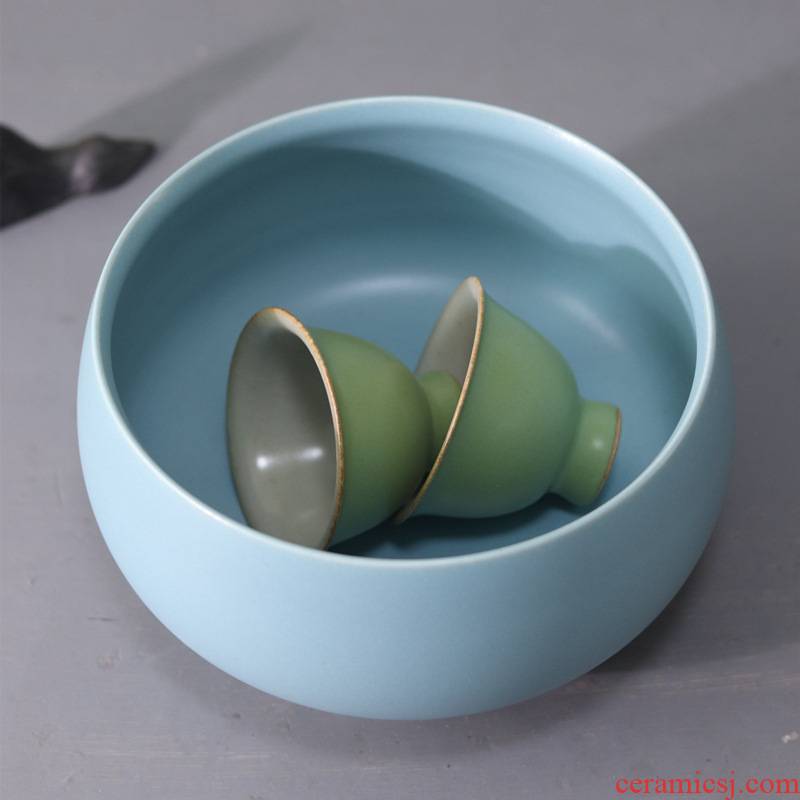 Gather large tea wash color scene of jingdezhen ceramics glaze slag powder blue bucket built water washing water jar water tank
