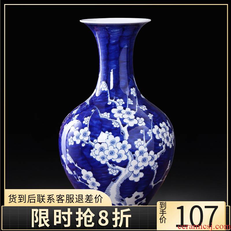 Jingdezhen ceramics hand - made antique blue and white porcelain vases, flower decoration of Chinese style household act the role ofing is tasted furnishing articles sitting room