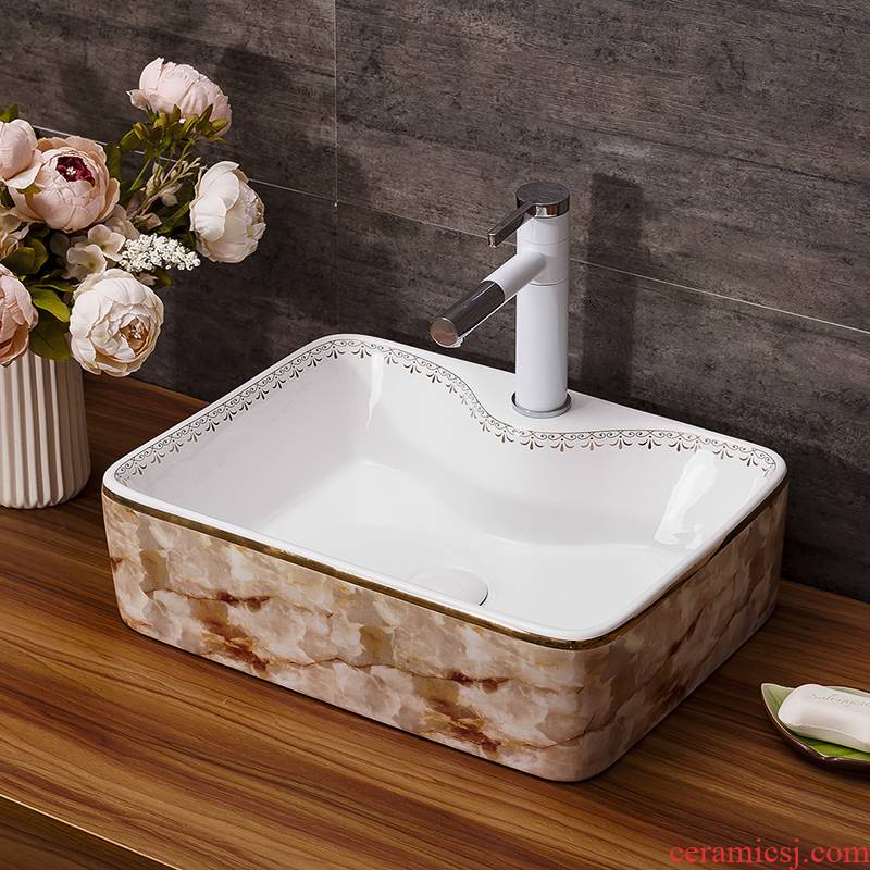 Jingdezhen ceramic stage basin square continental basin of I and contracted marble art bathroom sinks