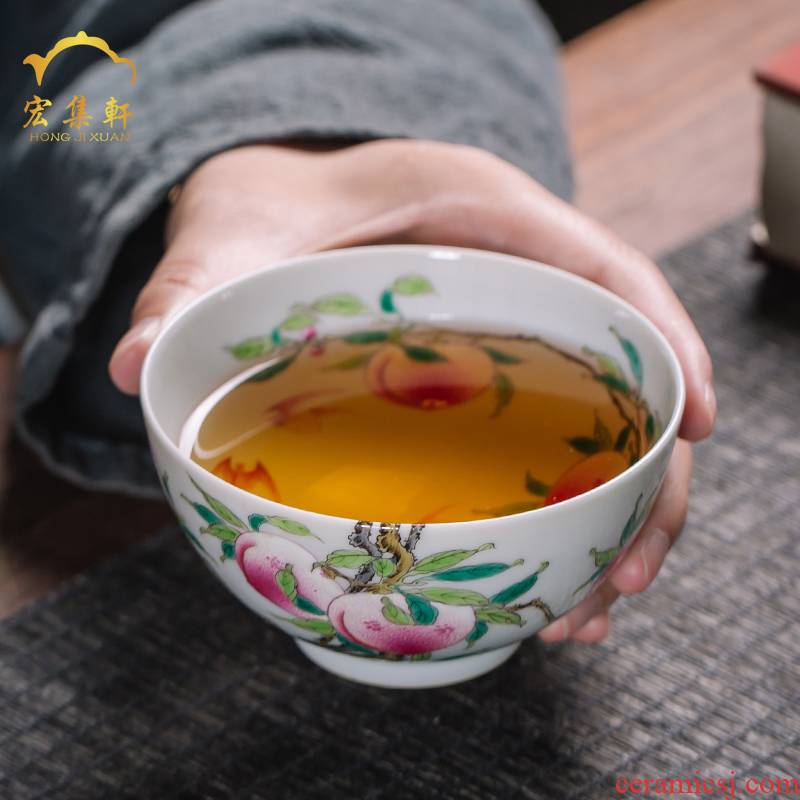 The Master cup cup single pure manual colored enamel glass ceramic cup tea sample tea cup, perfectly playable cup tea hand - made of peaches